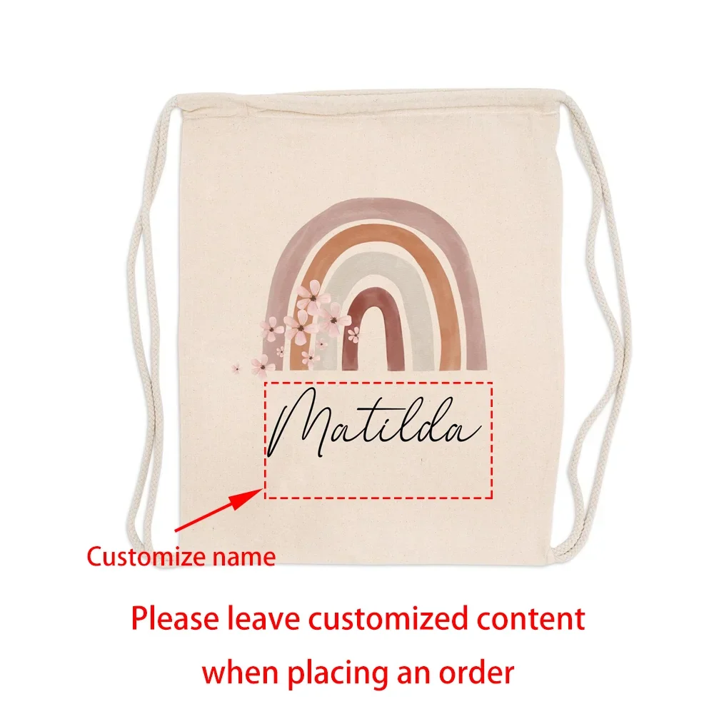 Personalized Kids Rainbow Drawstring Gym Bag | Custom Name Gift