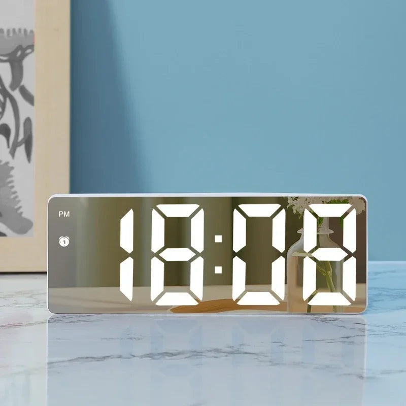 LED Digital Wall Clock | Mirror Display, Dual Alarm & Auto Dim