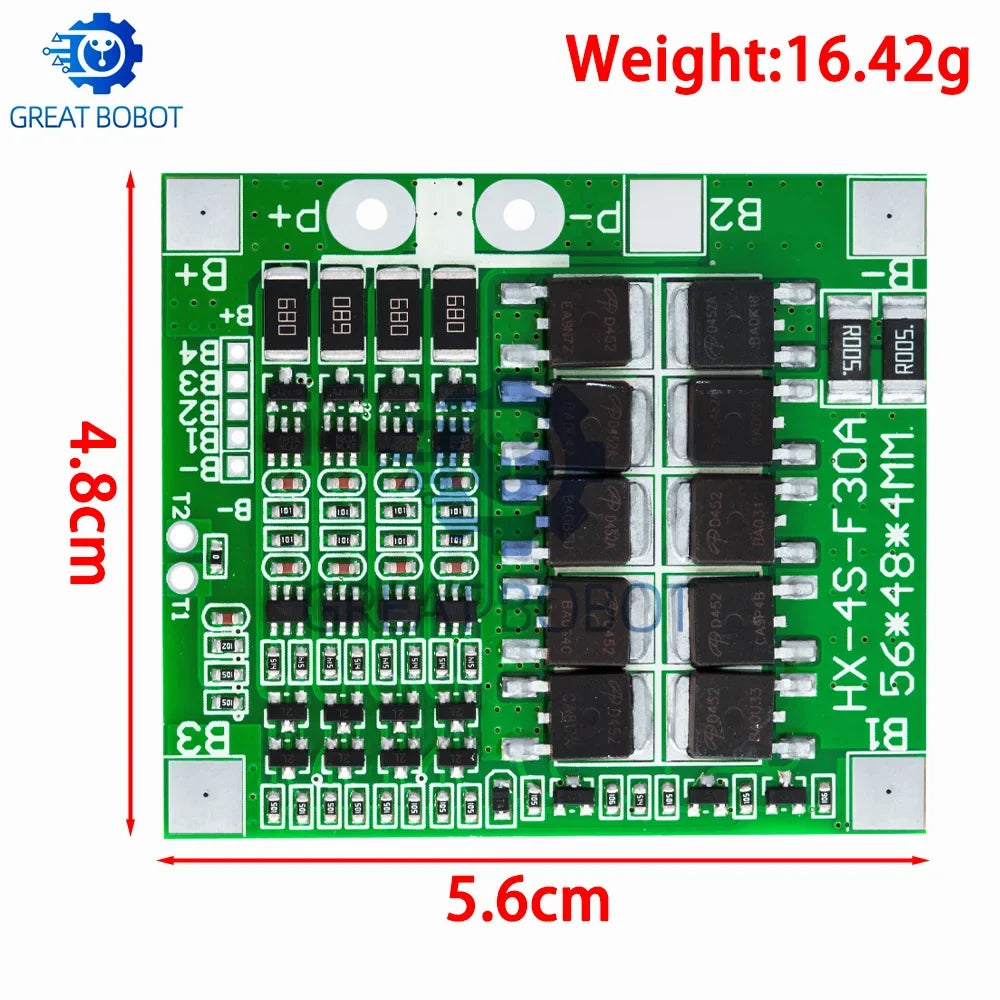 4S 30A BMS LiFePO4 Lithium Battery Protection Board with Balance