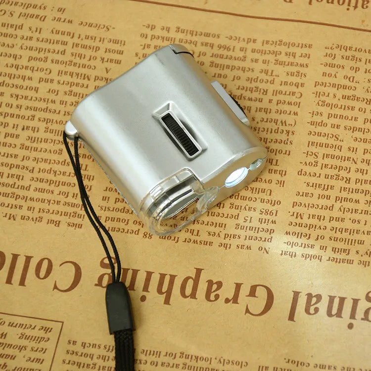 60X LED Pocket Magnifier – Jewelry Loupe & Currency Verifier