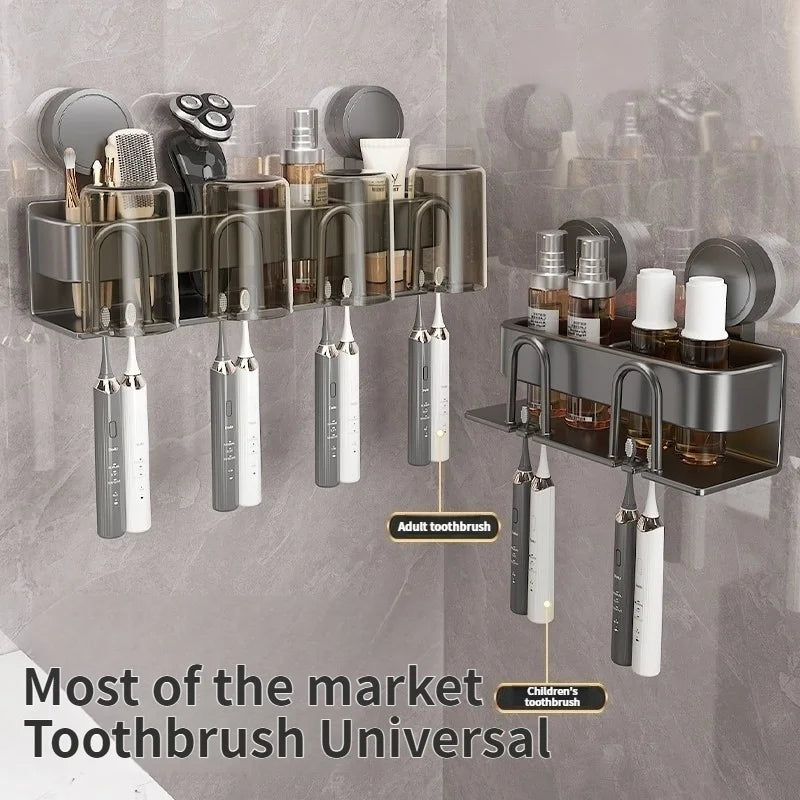 Drill-Free Suction Cup Aluminum Toothbrush Holder Wall Mount