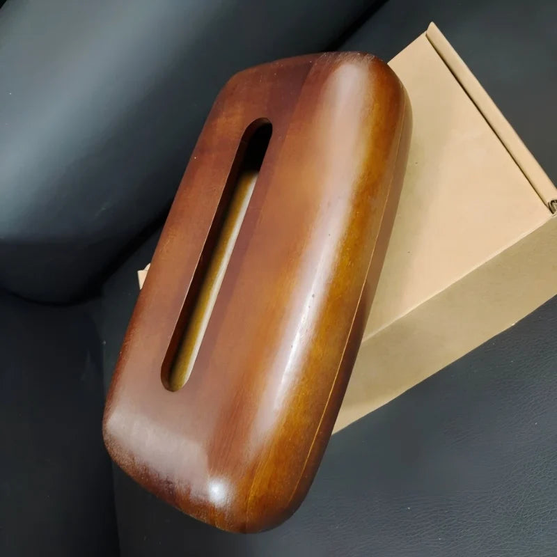 Walnut Wood Tissue Box Cover Holder Modern Rectangular Design