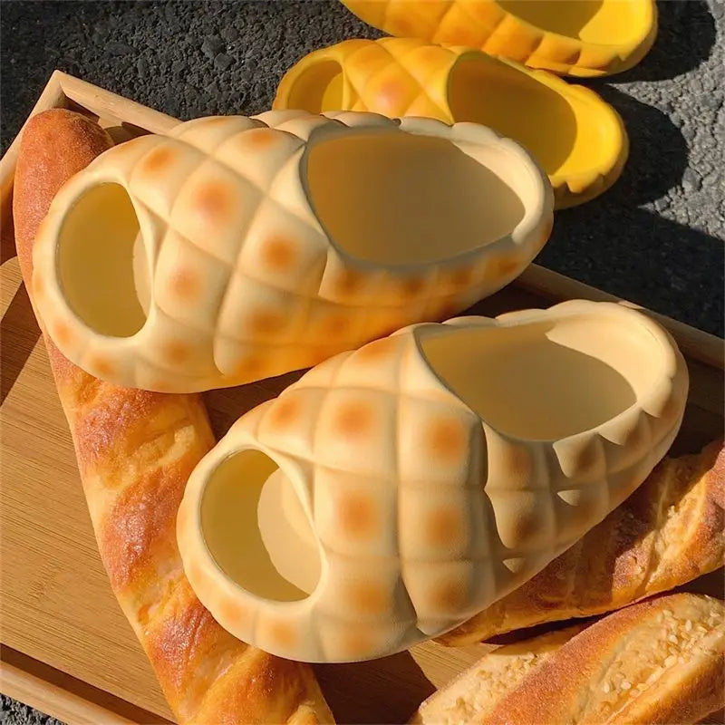 Lorilury Pineapple Bread Chunky EVA Slide Slippers for Women
