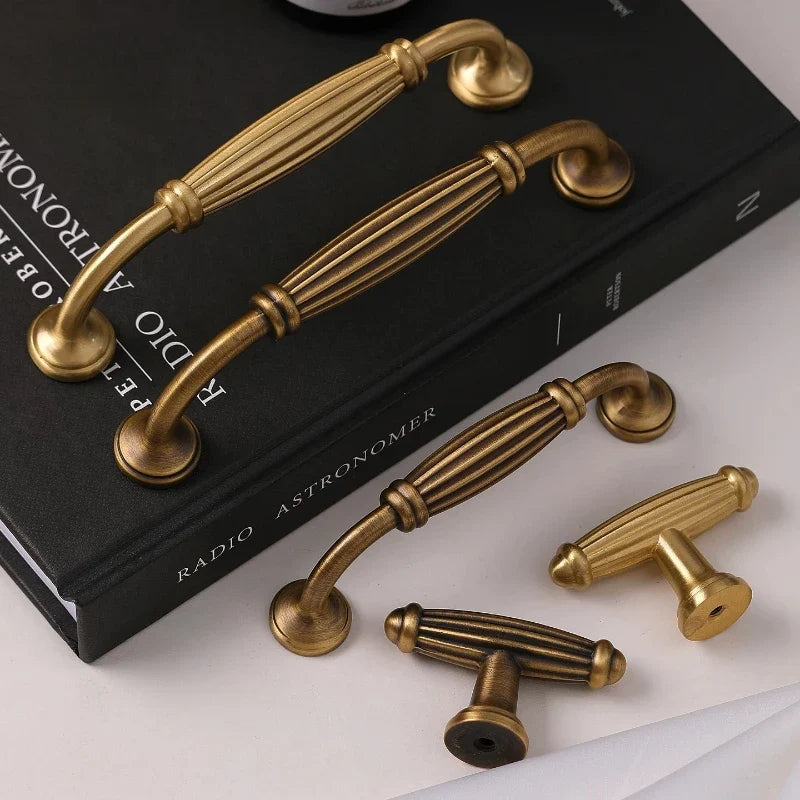 Brass French Cabinet Handle | Gold European Luxury Drawer Pull