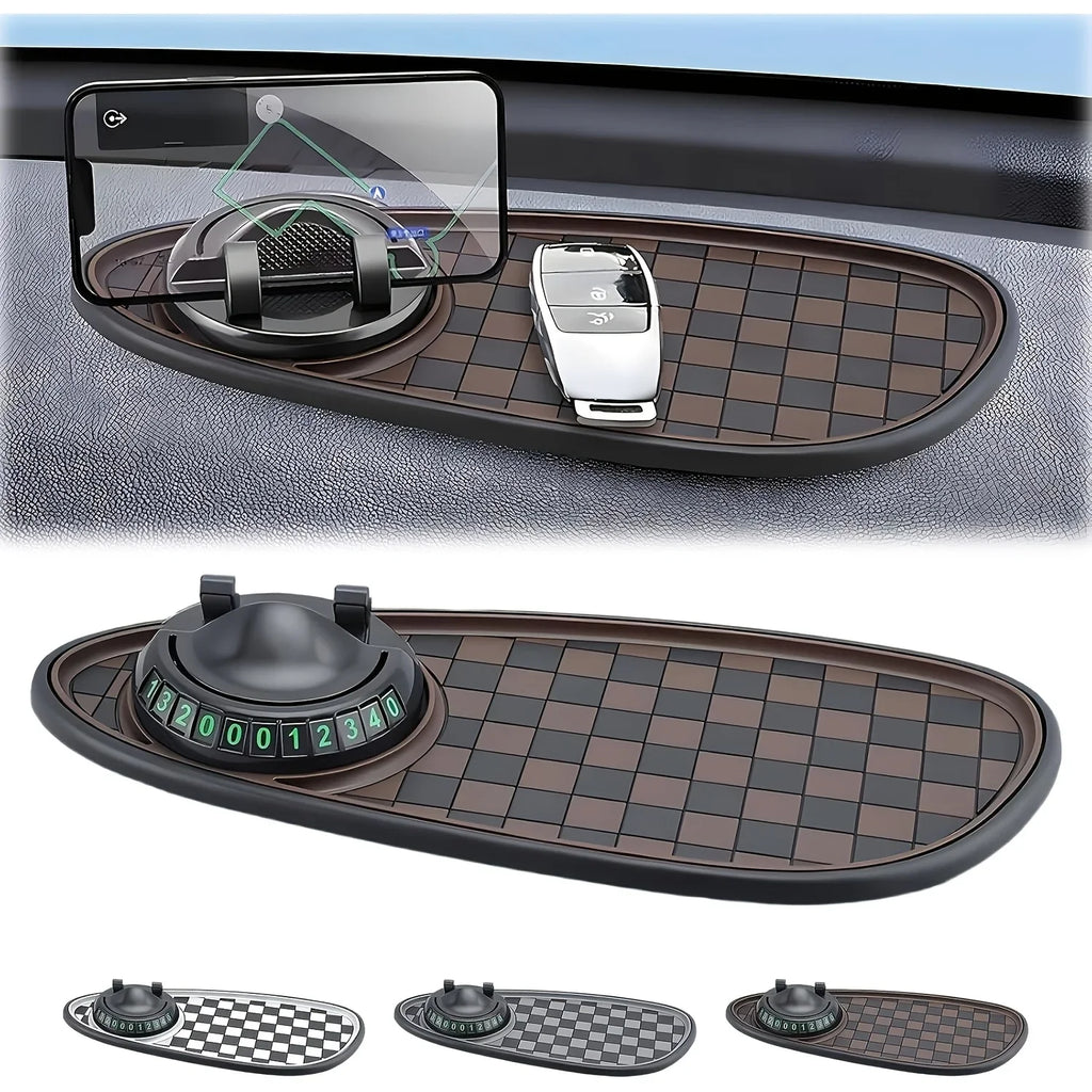 Car Dashboard Anti-Slip Mat Phone Holder & Parking Number Pad