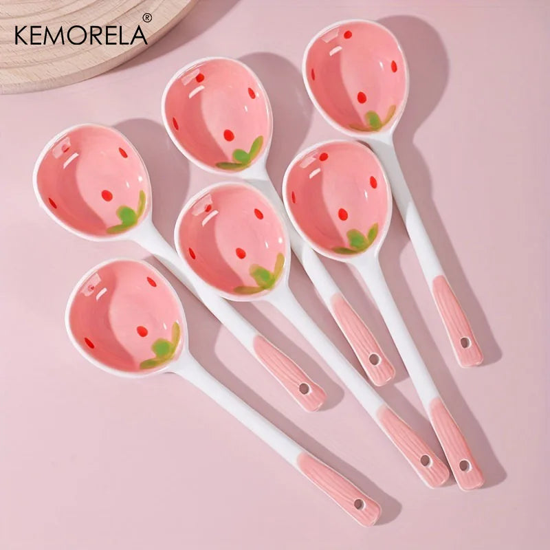 Ceramic Strawberry Spoons Set 2/4/6Pcs | KEMORELA Tableware