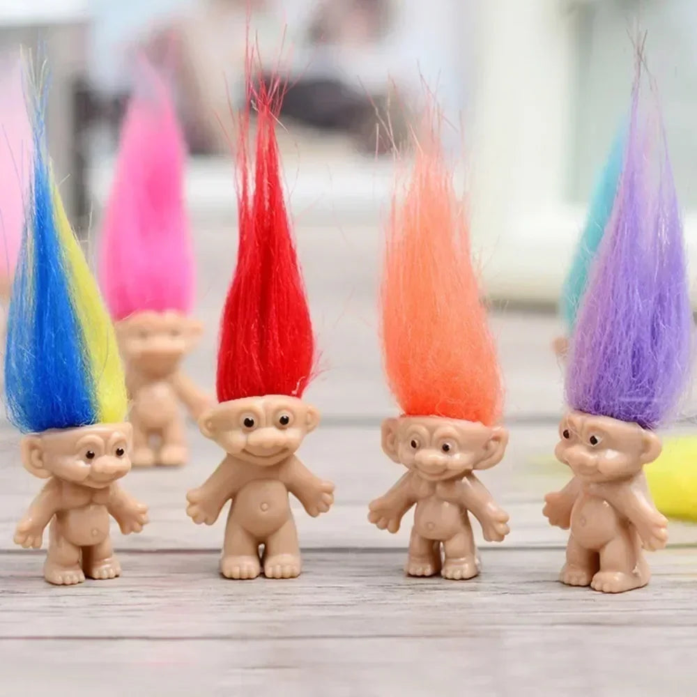 5 Mini Troll Dolls Anime Action Figure Colorful Hair Family Members