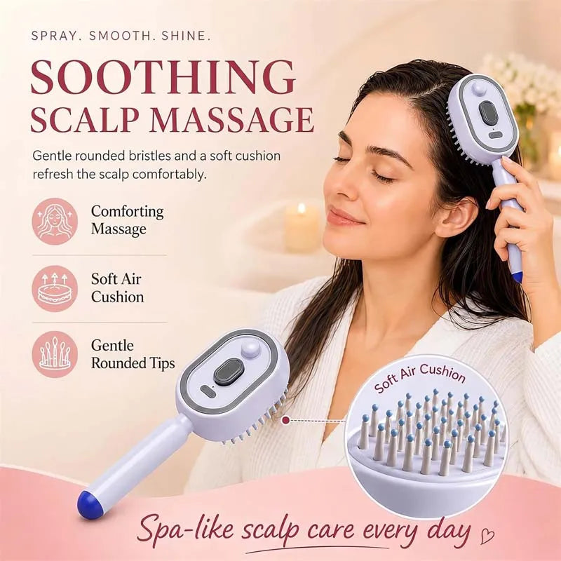 USB Electric Spray Hair Comb | 2-in-1 Atomizing Cushion Brush