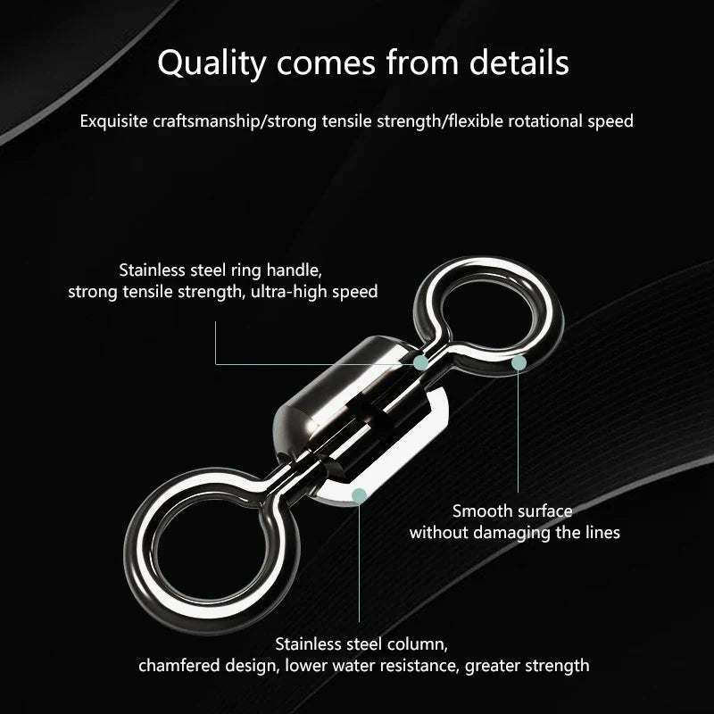 100 Pcs Stainless Steel Rolling Fishing Swivels | Line Connector