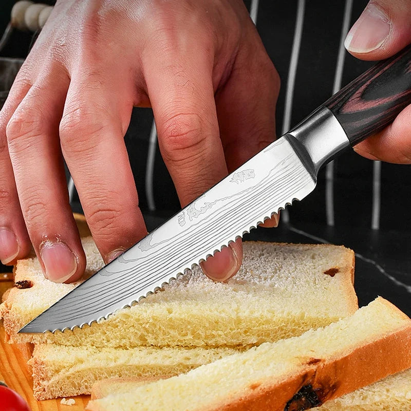 Stainless Steel Serrated Steak Knife with Plastic Handle