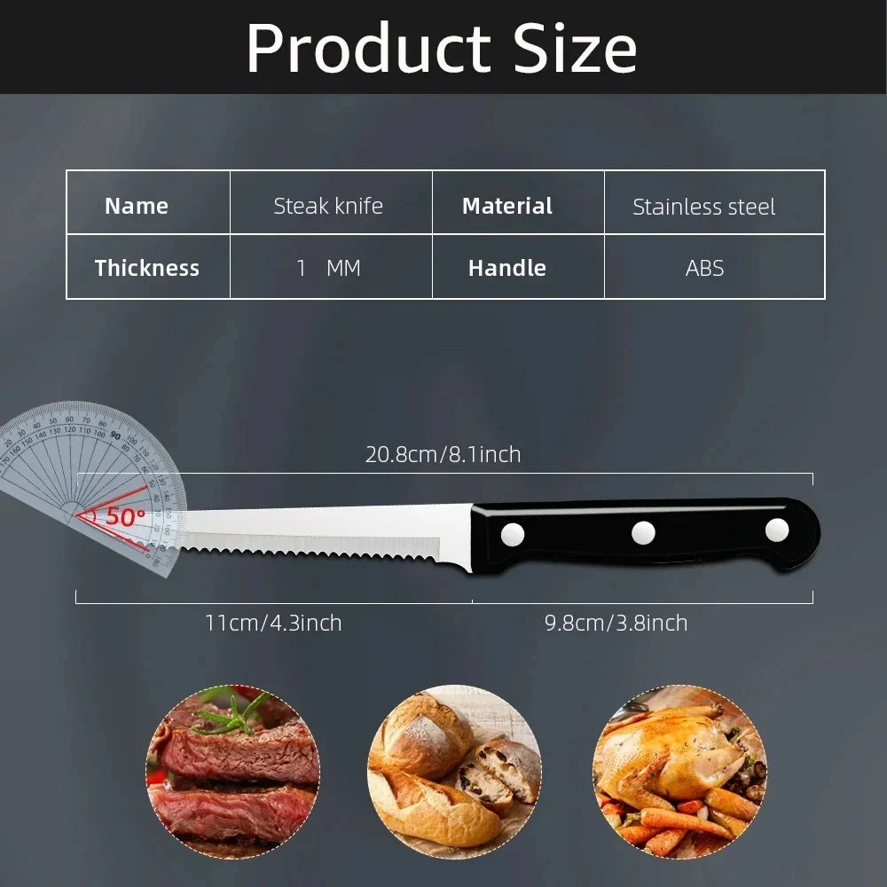 Serrated Stainless Steel Steak Knives Set – 6 or 12 Pcs