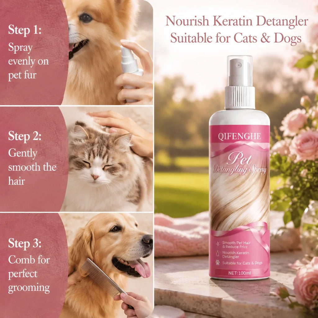Pet Smoothing Detangling Spray 3.38oz – Safe for Dogs & Cats