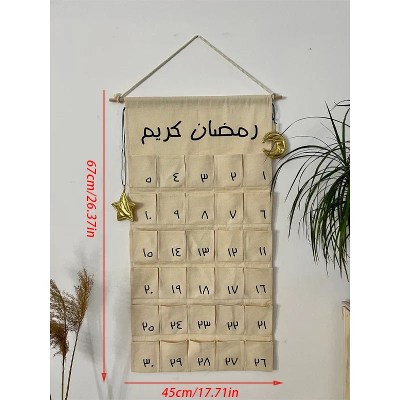 30-Day Ramadan Advent Calendar | Eid Countdown Fabric Wall Decor
