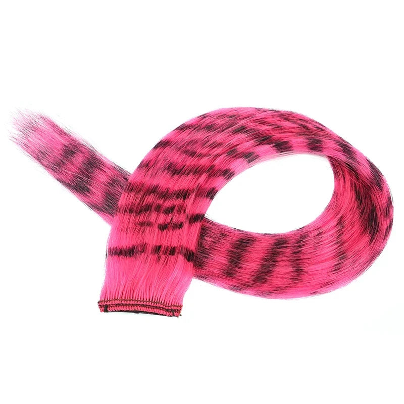 Girls Clip-On Wig Hairpiece – Stripe & Leopard Print, 18 in