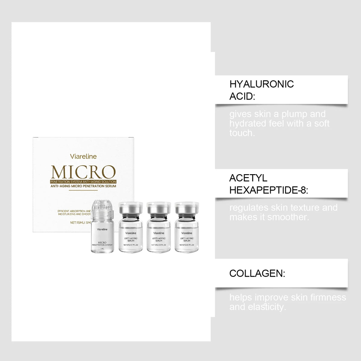 VIARELINE Facial Roller Kit – Hydrating Serum Set All Skin