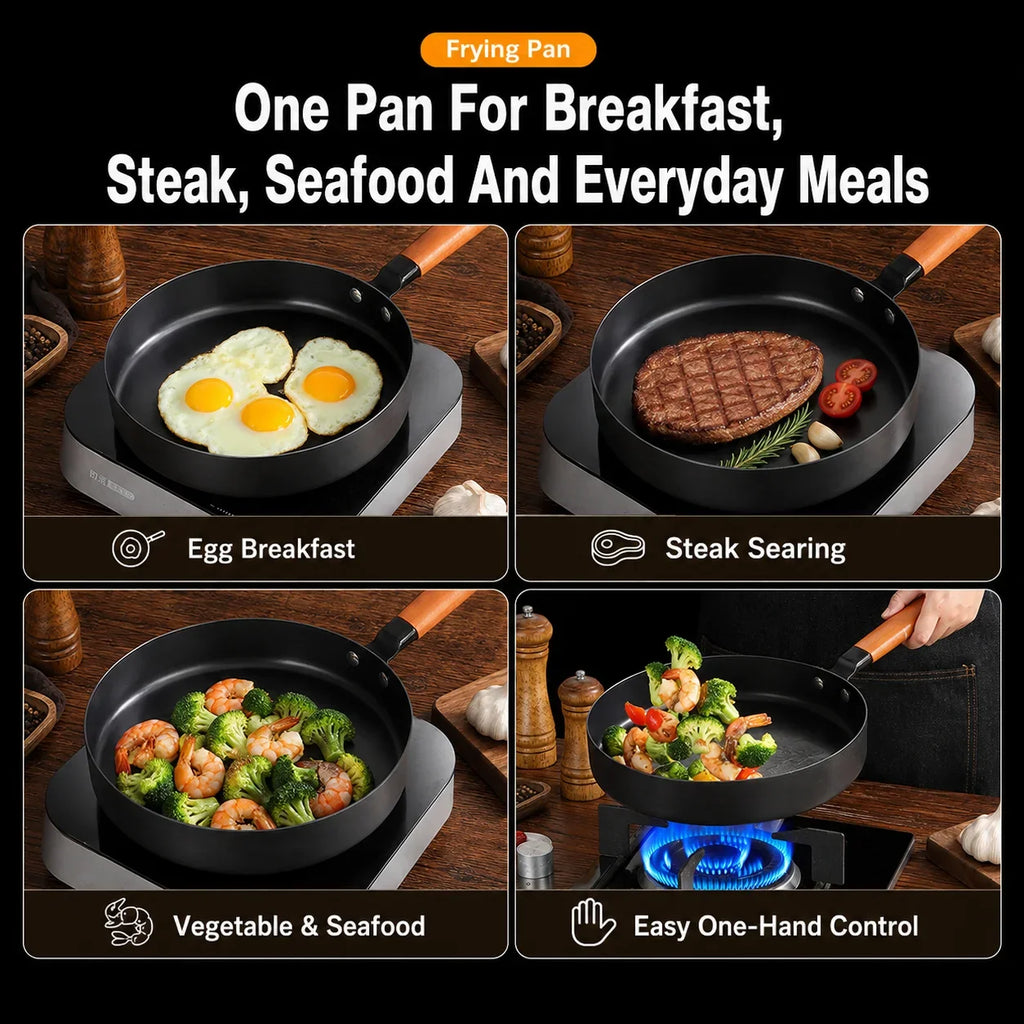 26cm Nitrided Iron Skillet – Japanese Nonstick Induction Frying Pan