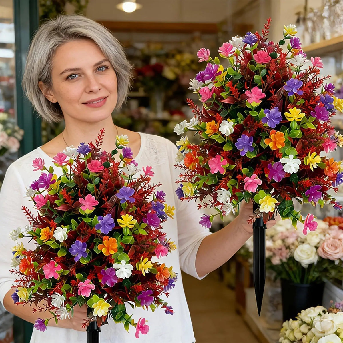 UV Resistant Artificial Flower Garden Stakes | All-Season Decor