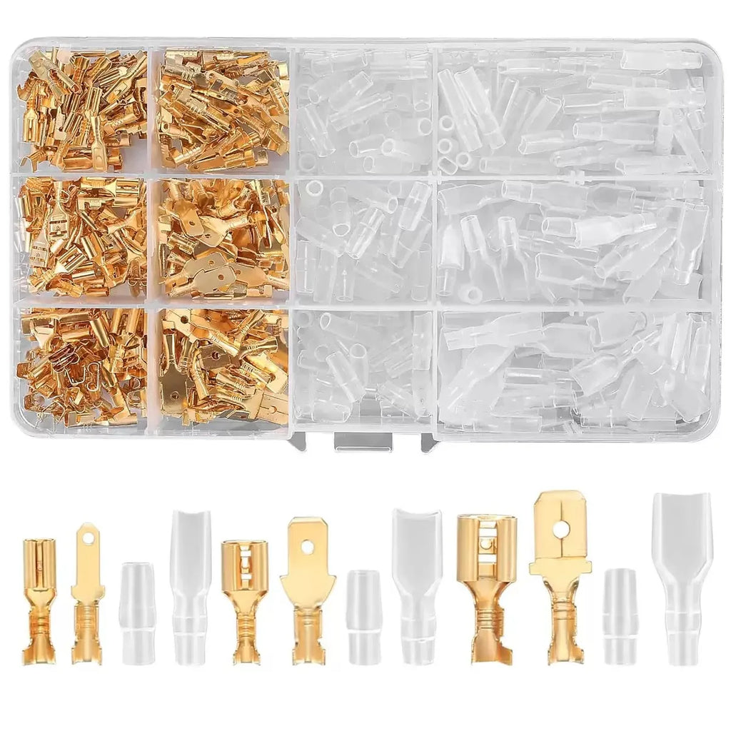 480-Pc Spade Connector Kit – 2.8/4.8/6.3mm Crimp Terminals