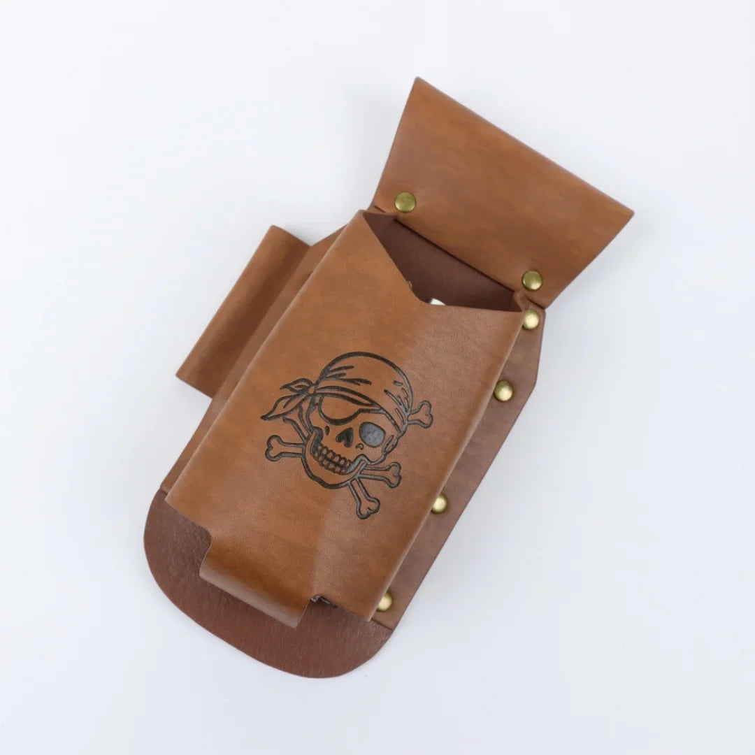 UYEE Belt Pirate Skull Leather Bottle Holster Waist Sash Hanging
