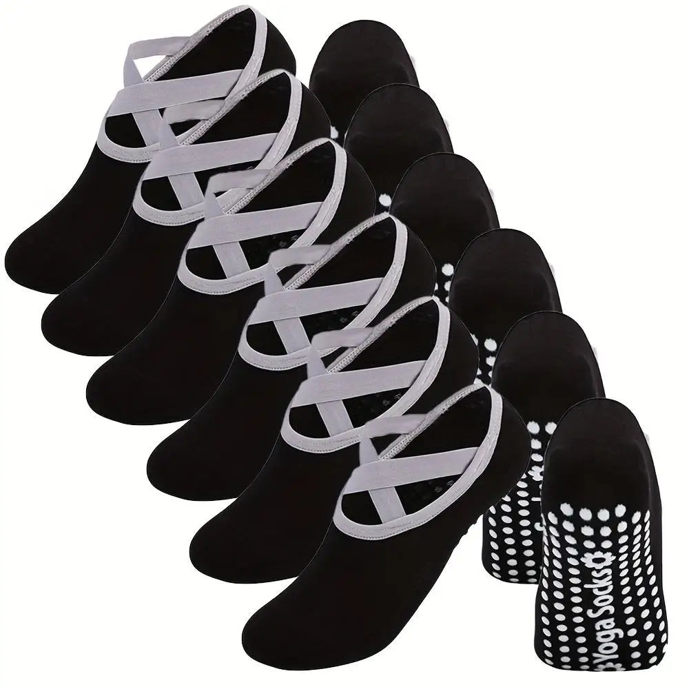 Women's Non-Slip Yoga Socks with Silicone Grips | 1-6 Pairs