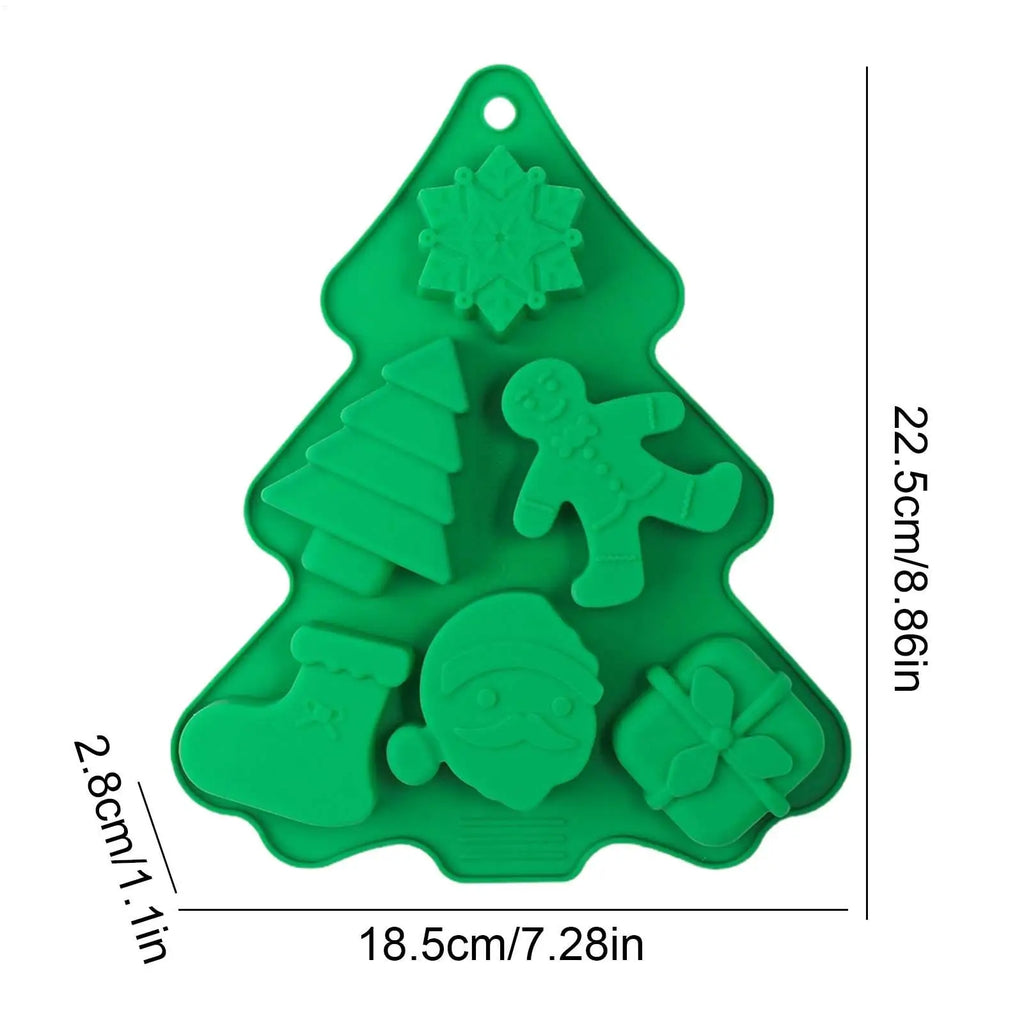 6-Cavity Christmas Tree & Santa Silicone Baking Mold