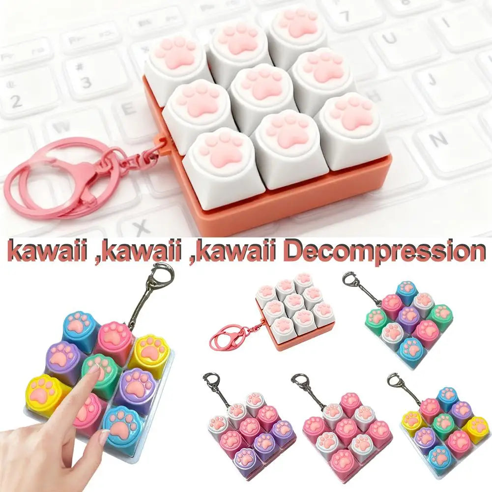 Cat Claw 9-Key Fidget Keyboard Keychain | Clicker Toy Gift