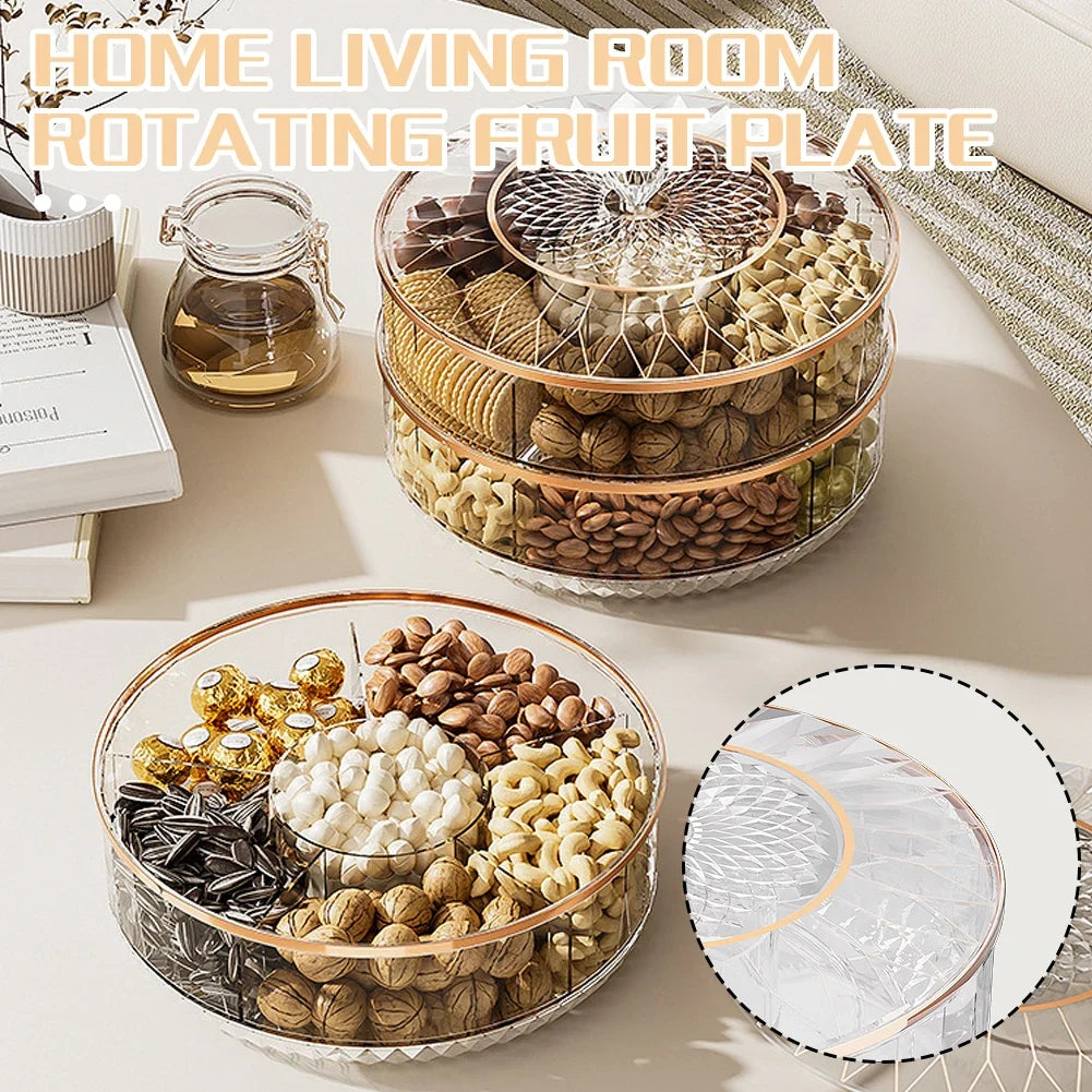 Rotatable Stackable Fruit & Candy Serving Tray with Lid