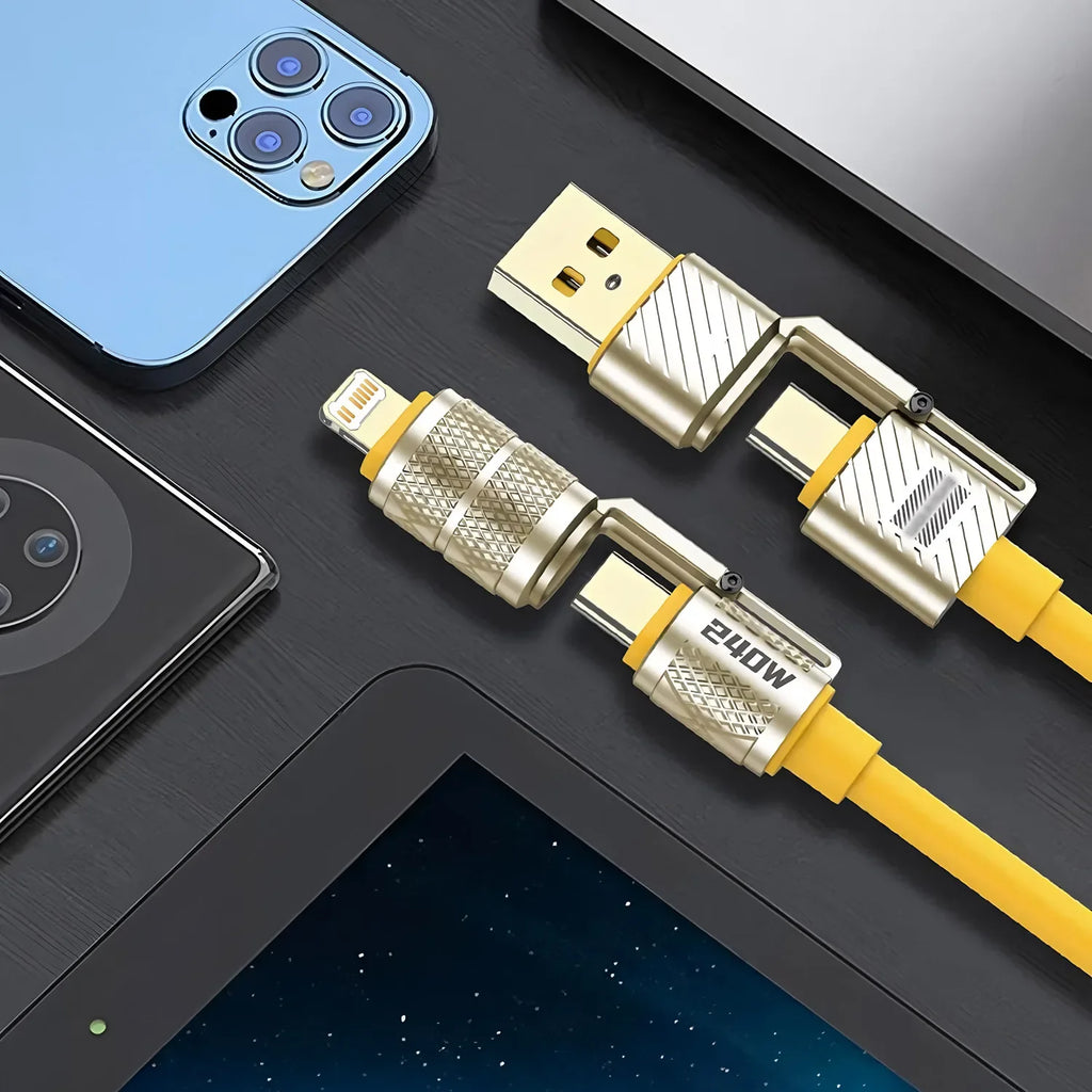 240W 4-in-1 Fast Charging USB-C Cable | Zinc Alloy Type-C