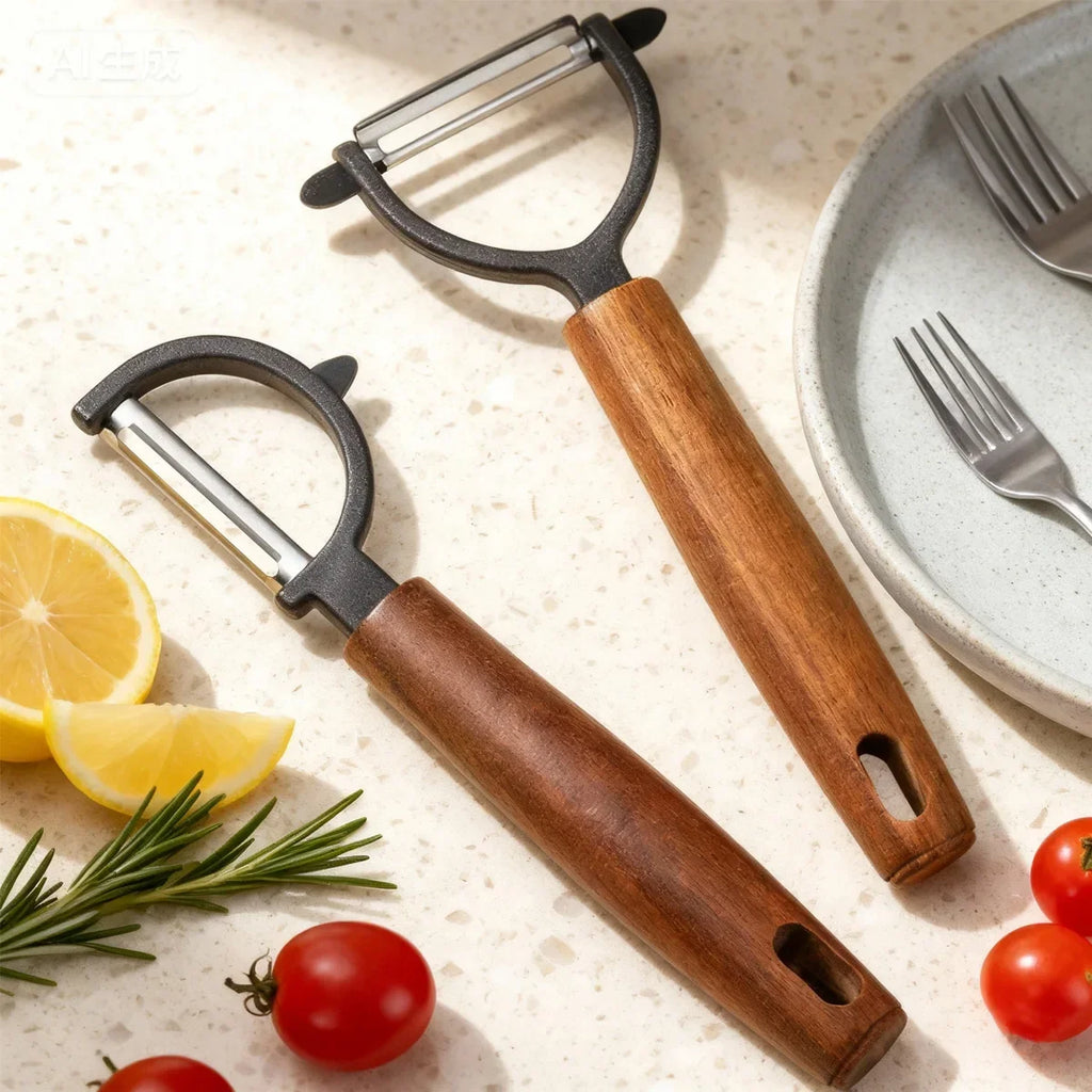 Stainless Steel Y/P Vegetable Peeler – Acacia Wood Handle