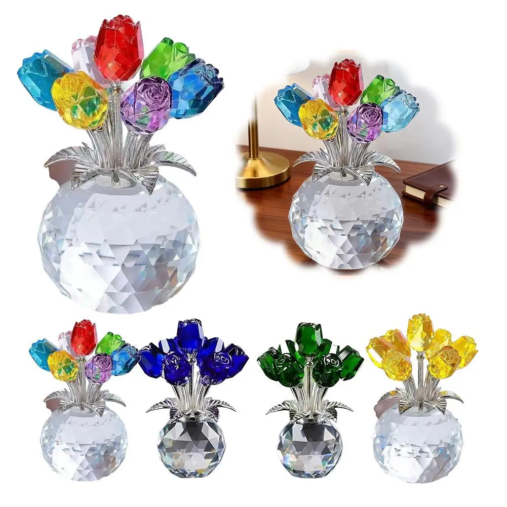 Crystal Rose with Vase – Romantic Valentine's Gift & Decor