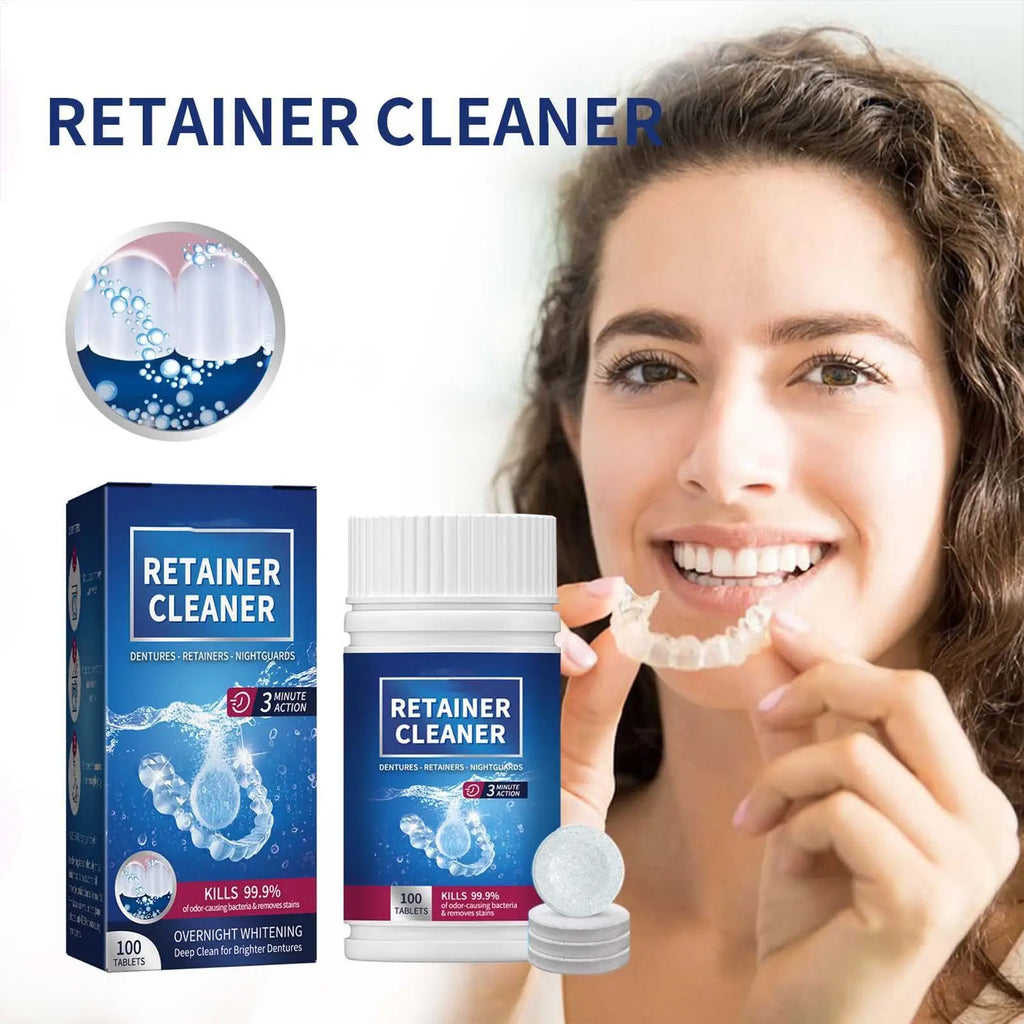 Denture Cleaning Tablets 100 Pack – Retainer & False Tooth Cleanser