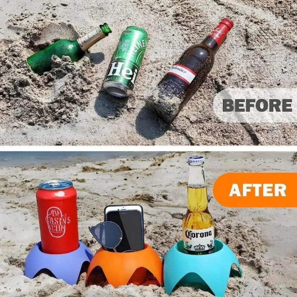 Beach Sand Cup Holders with 5 Stackable Cups | Beach Essentials