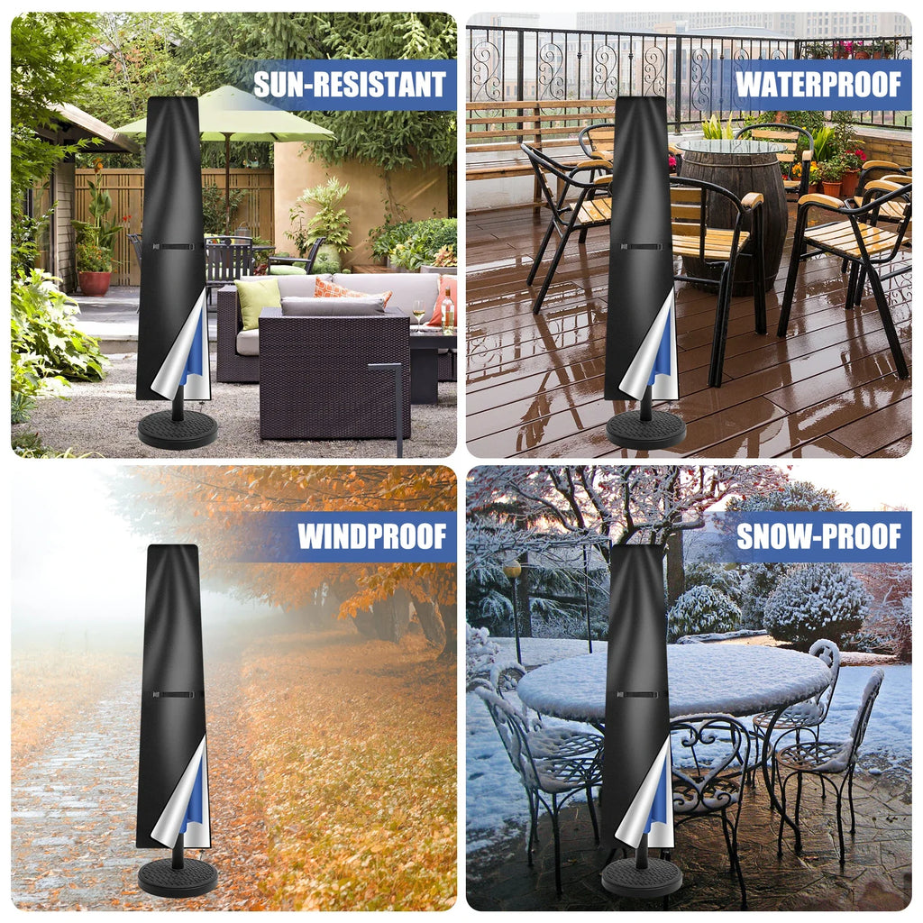 210D Oxford Waterproof Patio Umbrella Cover with Zipper & Rod