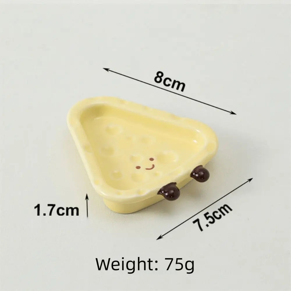 Cheese Shape Ceramic Dish | Hand-Painted Decorative Ornament