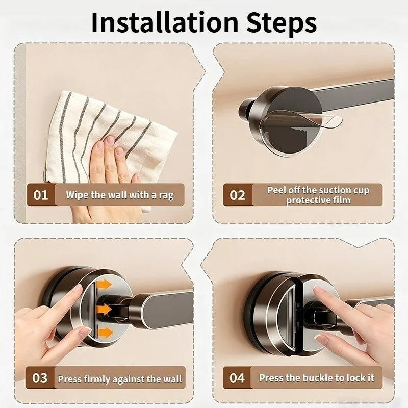 Suction Cup Towel Bar Rack 70cm – No-Drill Bathroom Mount