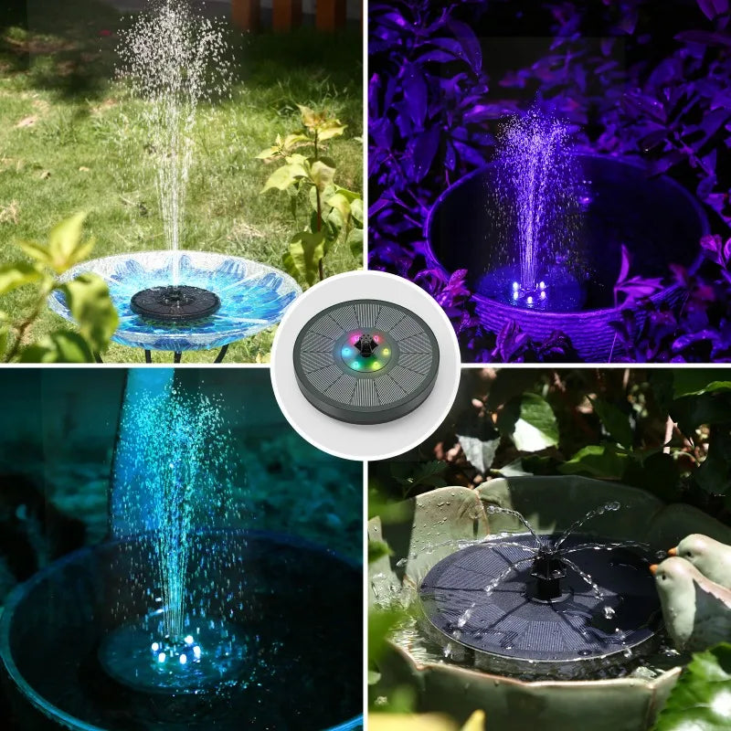 3W Solar Water Fountain – 7 Nozzles & RGB LED Lights