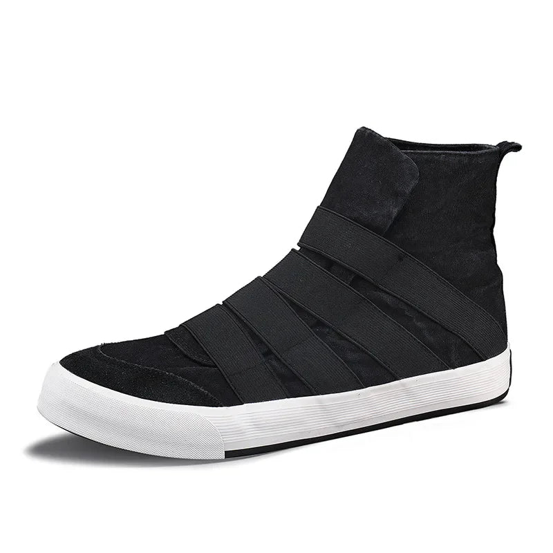 YBQJOO Korean High Cut Canvas Strap Casual Shoes | Unisex
