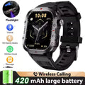 2026 Rugged Military Smart Watch Men's Outdoor LED Flashlight 2 01''