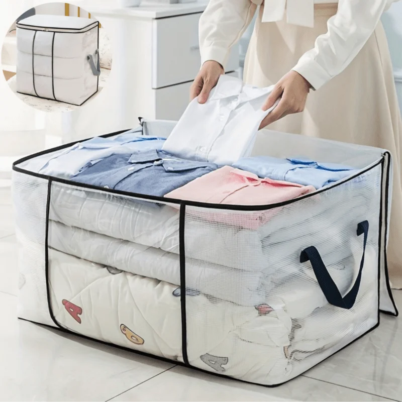 Large Transparent Storage Bag Zipper Handle Heavy-duty Plastic