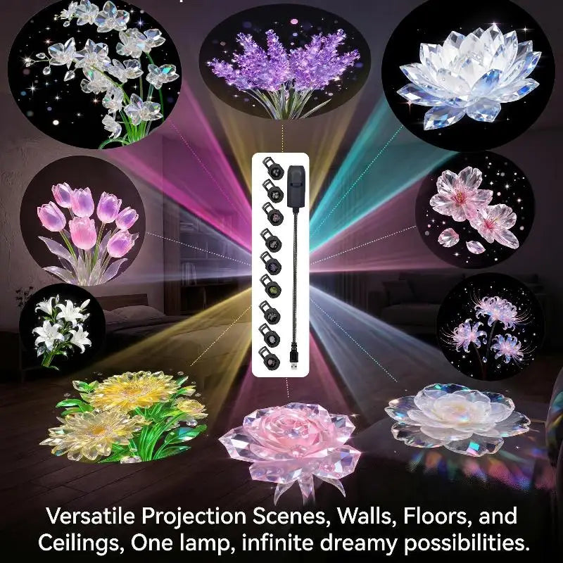 Floral Projection LED Night Light | 10 Patterns USB Powered