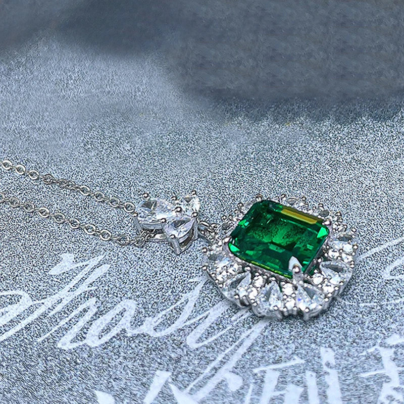 Huitan Green Cubic Zirconia Pendant Necklace | Women's Fashion