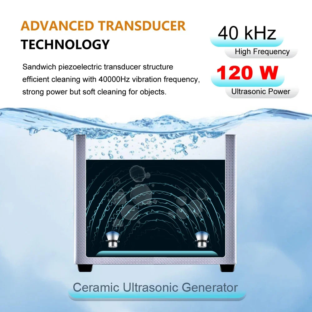 HOMEFISH 2L Ultrasonic Cleaner 120W | Heater, Timer, Digital Display