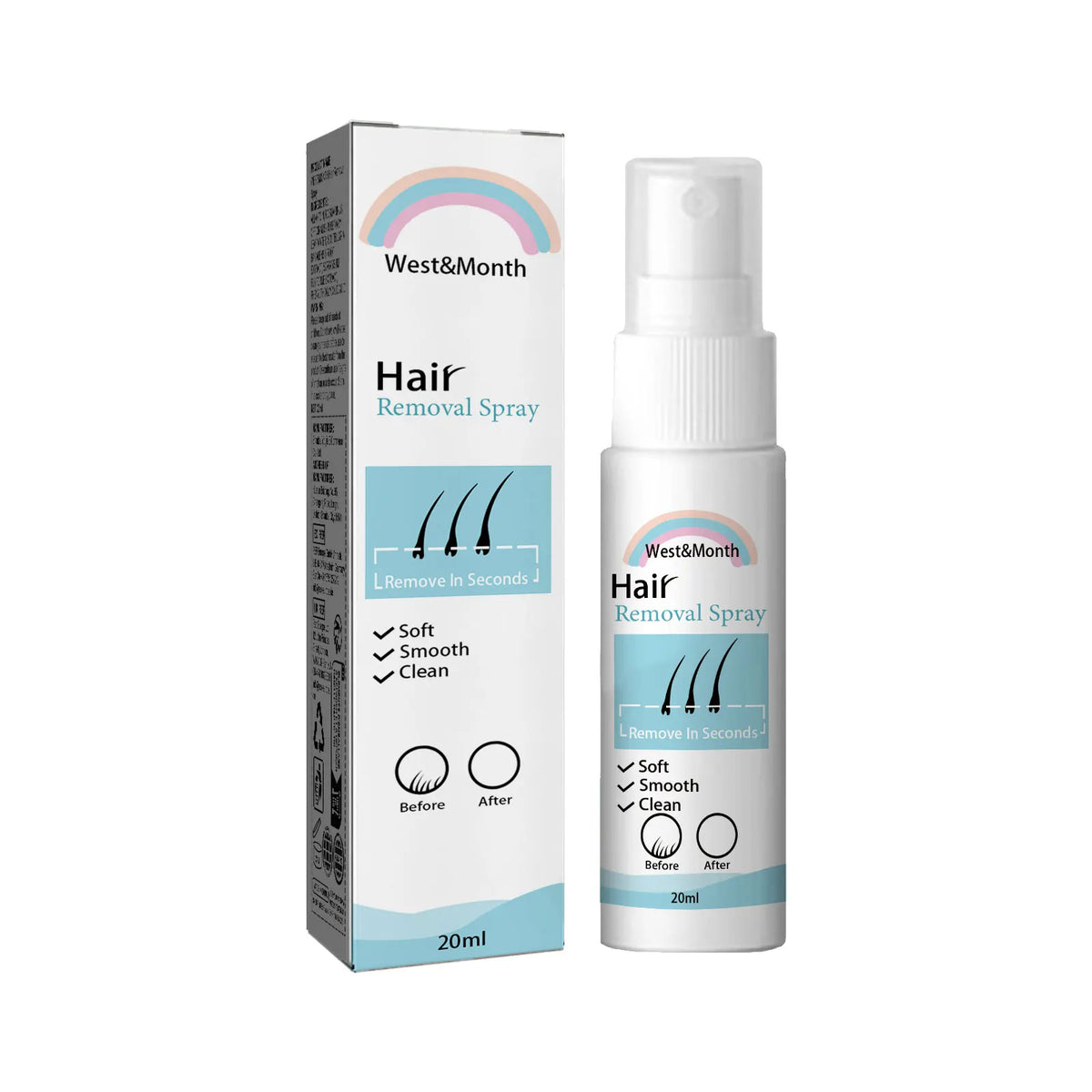 WEST MONTH Hair Removal Spray – Gentle Plant-Based Depilatory 20ml