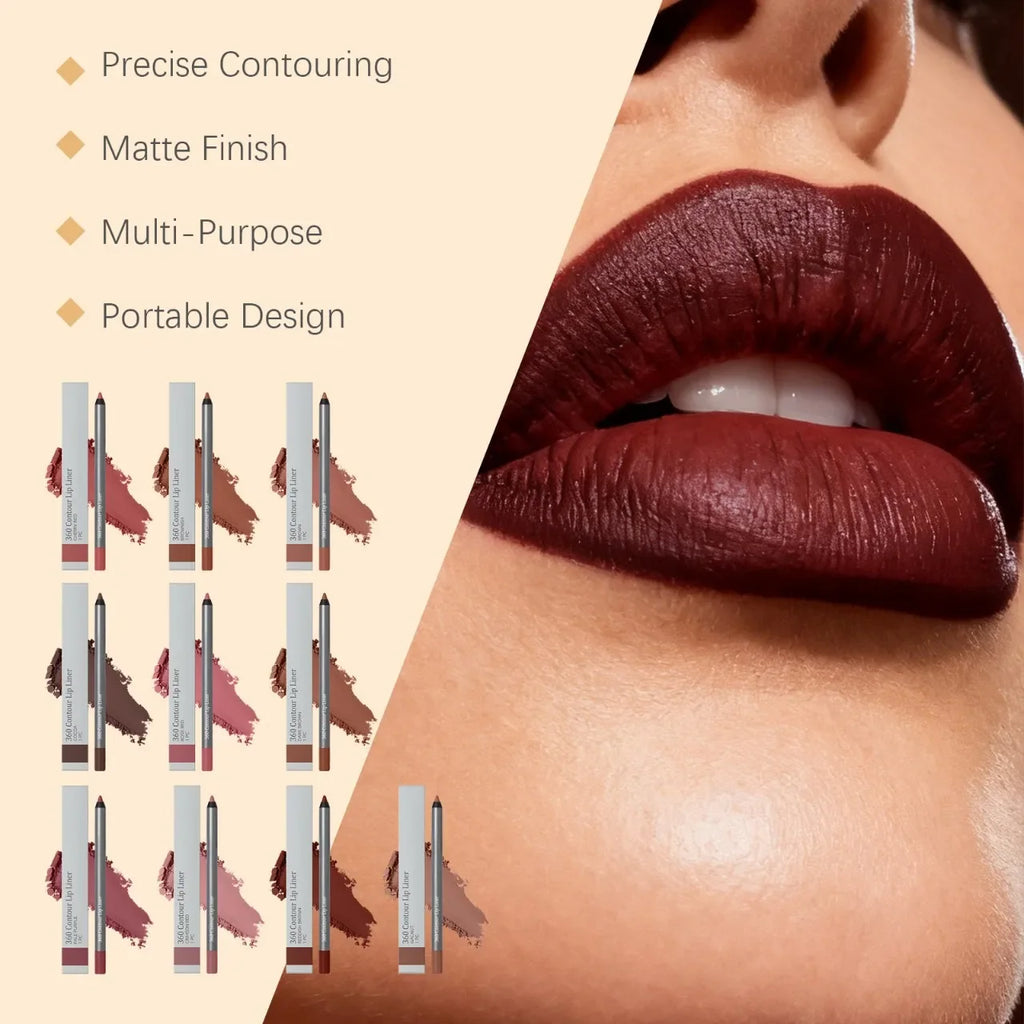 Matte Lip Liner Pencil – Multi-Color, Waterproof & Long-Lasting