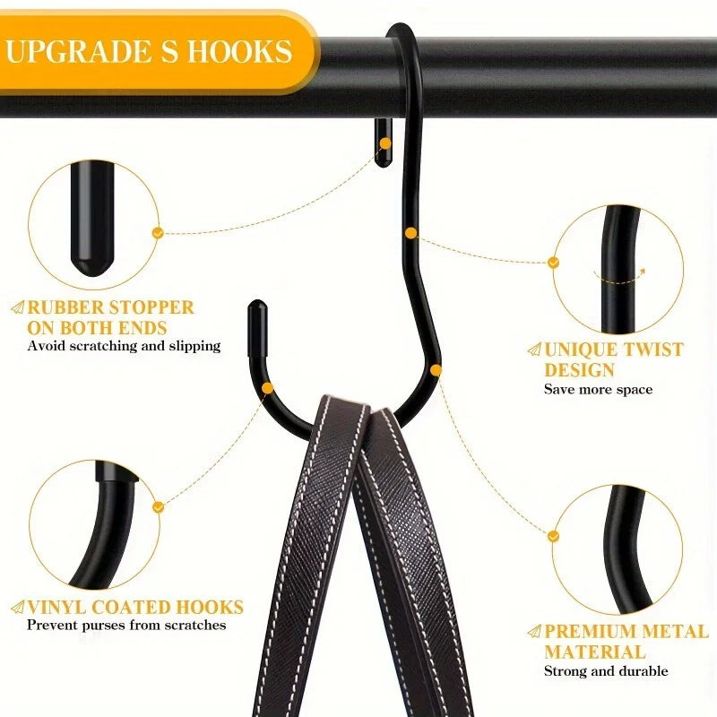 4-Pack Purse Hangers for Closet | Twist Design Bag Hooks