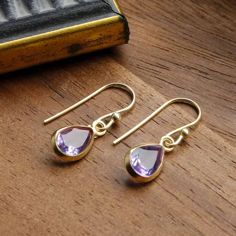 Huitan Purple Pear CZ Drop Earrings – Women's Fashion Jewelry