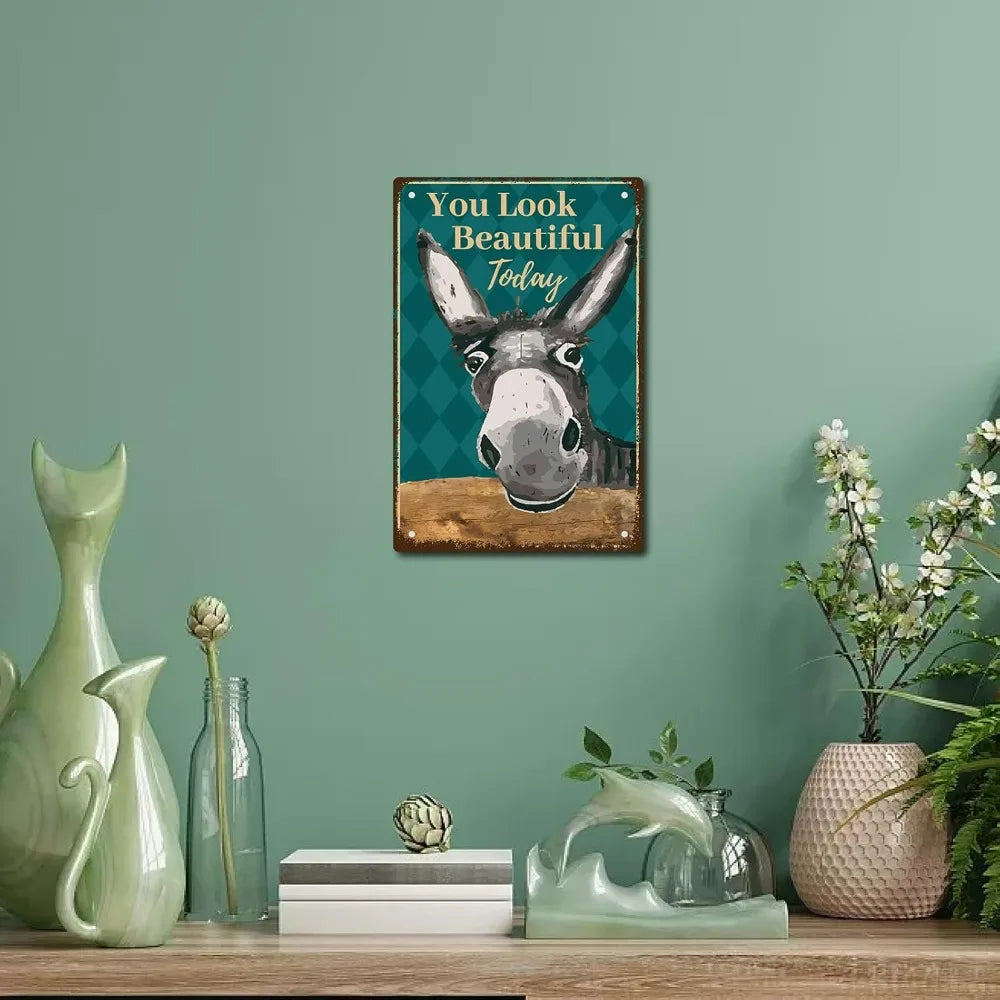 Donkey Vintage Tin Sign – Retro Wall Plaque for Home & Garage
