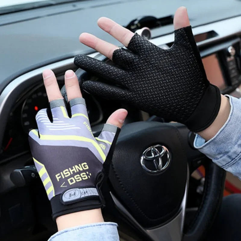 Men's Fingerless Fishing & Cycling Gloves | UV Sun Protection