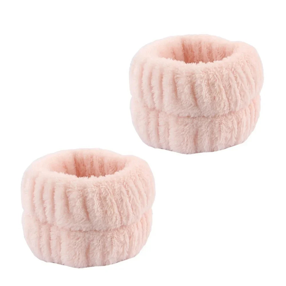 Cute Plush Wristband Hair Tie Makeup Mask Moisture Proof Sleeve Cover