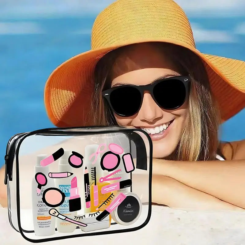 Clear PVC Travel Toiletry Bag – Zippered Cosmetic Organizer